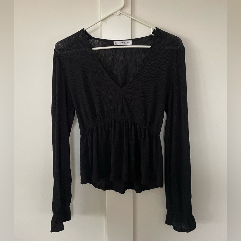 Mango Peplum V Neck Top